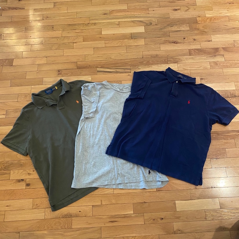 Polo Ralph Lauren Mens XL Shirt Bundle Navy Olive Gray Classic Fit 3 Pack